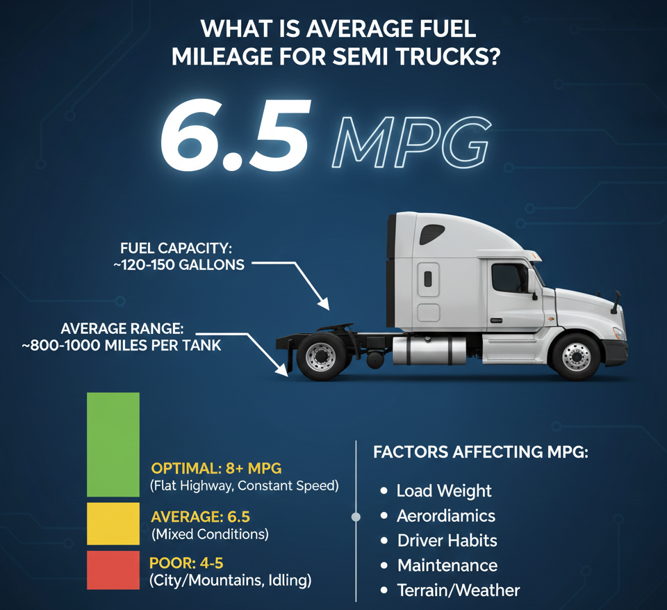 average fuel mileage for semi trucks